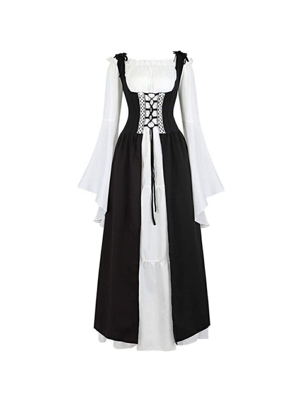 MEDIEVAL Victorian Black Long Dress Cosplay Irish Costume Halloween Viking NWT